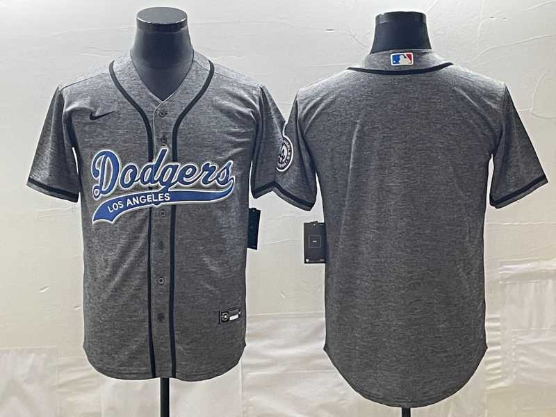 Mens Los Angeles Dodgers Blank Grey Gridiron Cool Base Stitched Baseball Jerseys